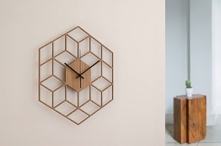Modern Geometric Wooden Wall Clock for Home Decor