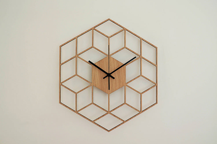 Modern Geometric Wooden Wall Clock for Home Decor