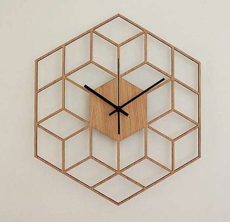 Modern Geometric Wooden Wall Clock for Home Decor